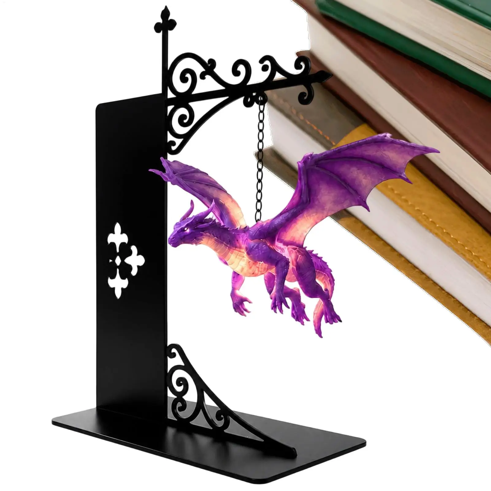 Magical Flying Dragon Bookshelf Lamp Warm Dragon Hanging Night Light Fantasy Reading Nook Decor For Fantasy Readers Lovers