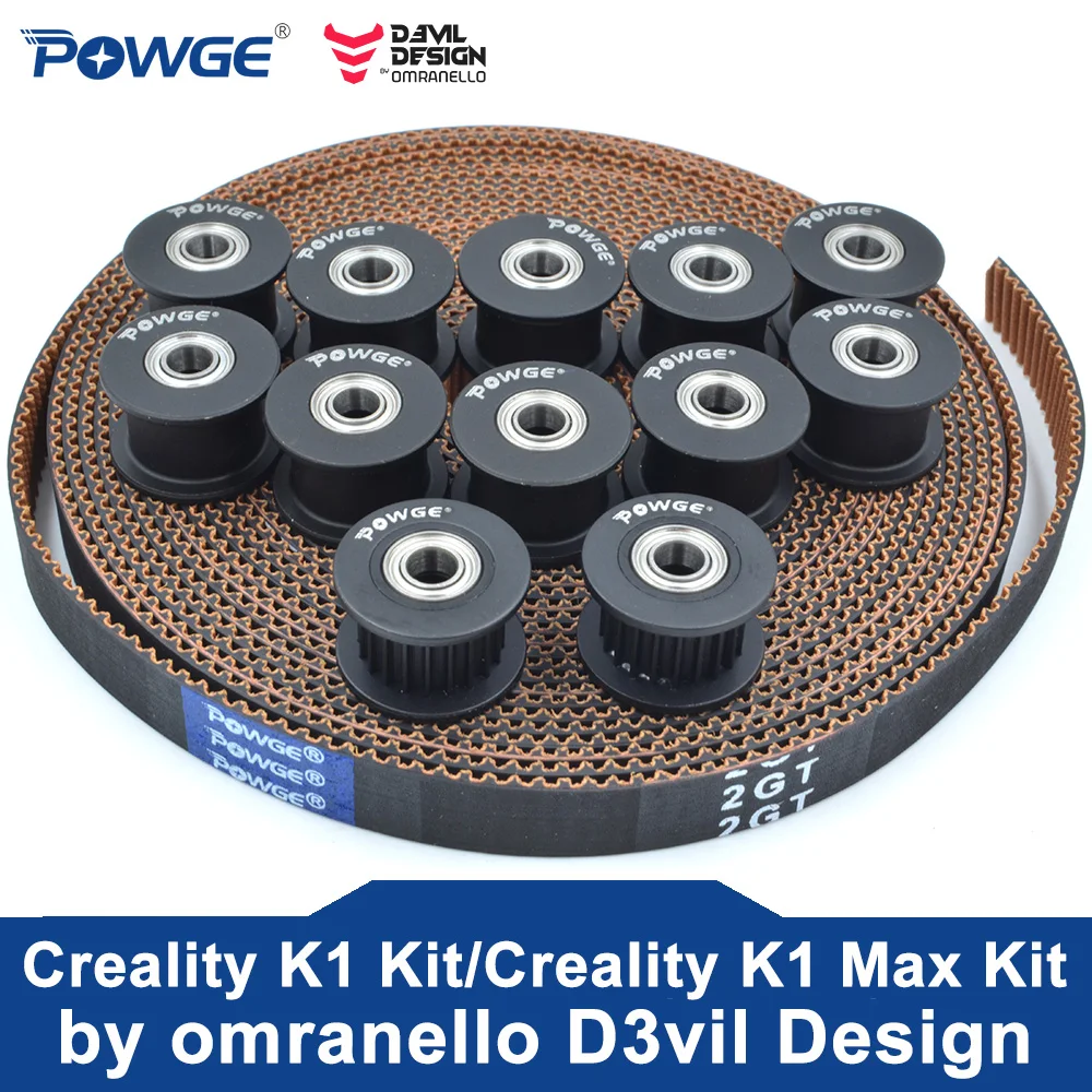 Powge-creality k1 Max Kit Timing Belt Aberto 2mgt 2gt7.7 rf Polia Tensor 20 Dentes Furo Milímetros por Omranello D3vil Design