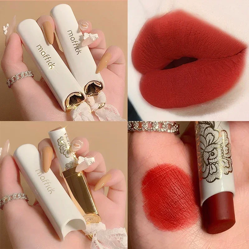 Lace Light Mist Matte Lipstick Reddish Brown Velvet Long-Lasting Not Easy To Fade Lipstick Waterproof Makeup Retro Lip Gloss