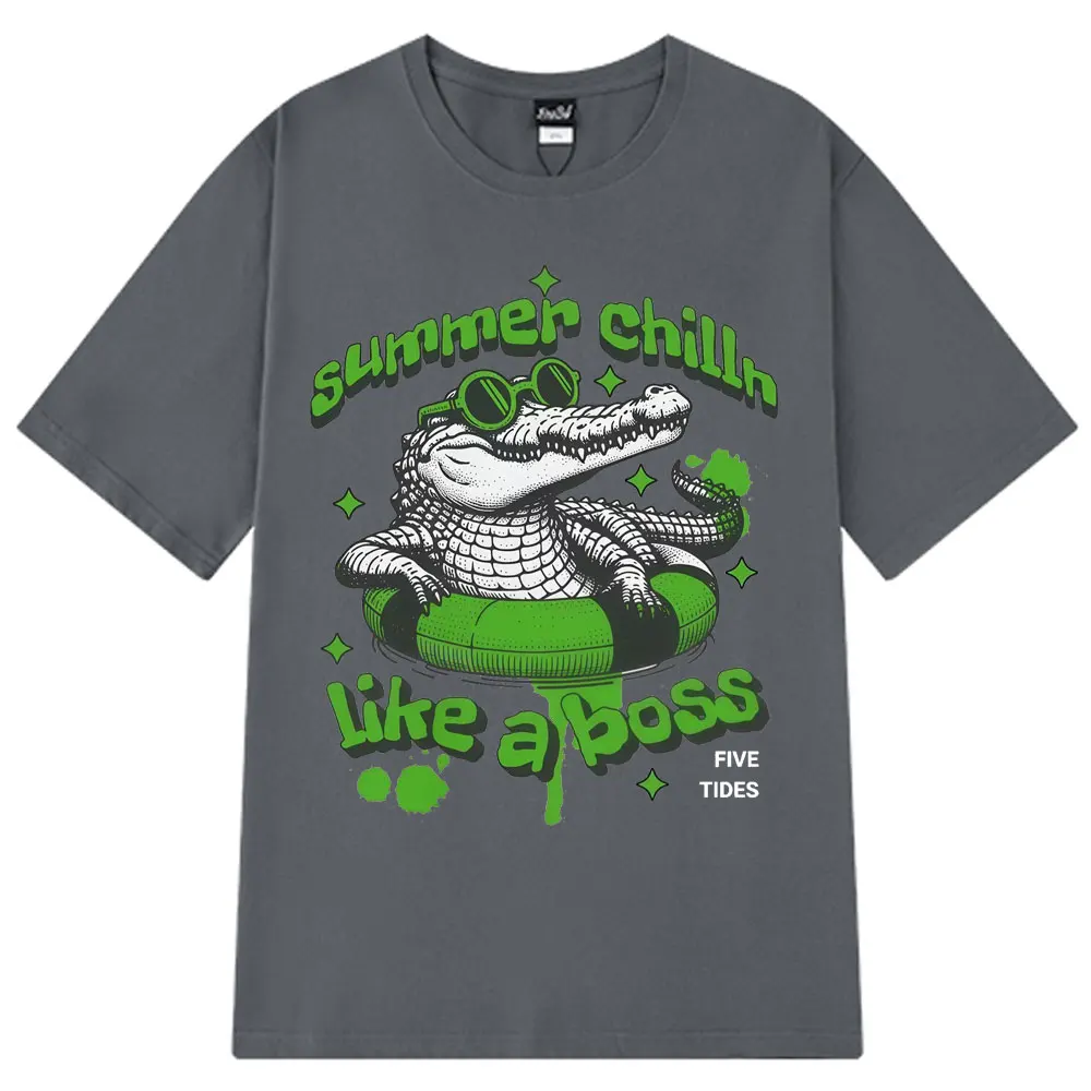 مضحك التمساح مثل رئيس Harajuku الجمالية طباعة تي شيرت رجل امرأة القطن تيز الصيف قصيرة الأكمام فضفاضة الهيب هوب تي شيرت #3