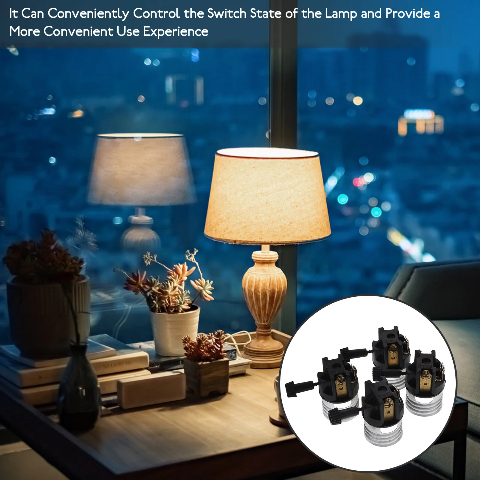 4Pcs E26 Light Bulb Sockets Sturdy Lamp Base Easy Install Replace Household Light Fixture Components Lamp Base