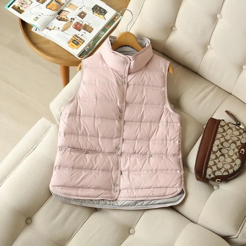 Autumn Winter Women Bigsize Down Waistcoat Jacket Parkas Warm Light Thin White Duck Down Vest Coat Female Sleeveless Short Tank