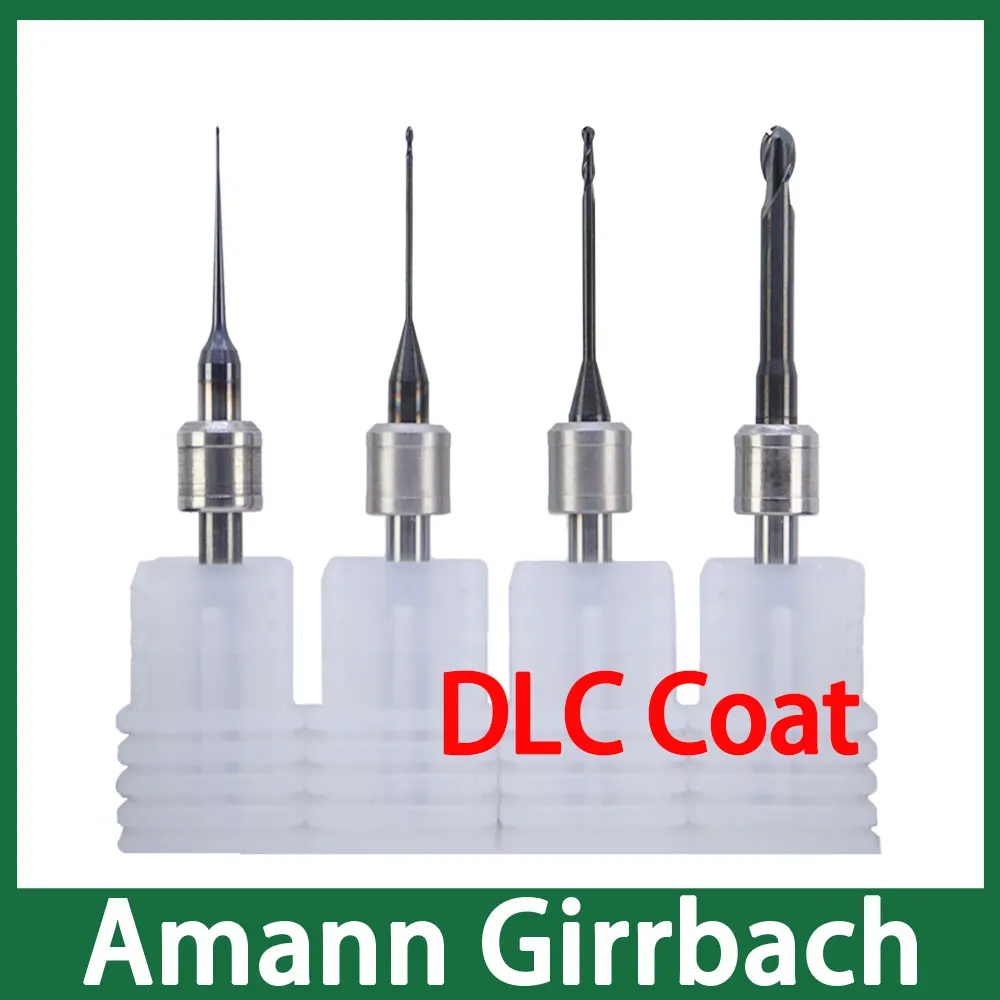 Fresa Amann Girrbach con revestimiento DLC para circonita, cera de 0,6 mm, 1,0 mm, 2,5 mm