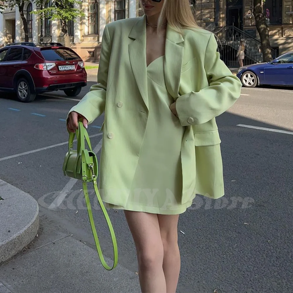 

Сплошной цветной костюм с лацканами для женщин, прямой повседневный пиджак, цельный современный модный двубортный женский пиджак на каждый день