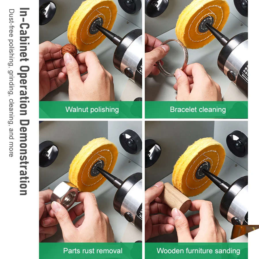 Dust‑Proof Cloth Wheel Polisher Sealed Dust Proof Cabinet LED Lighting Benchtop Buffing Grinding Machine For Jewelry