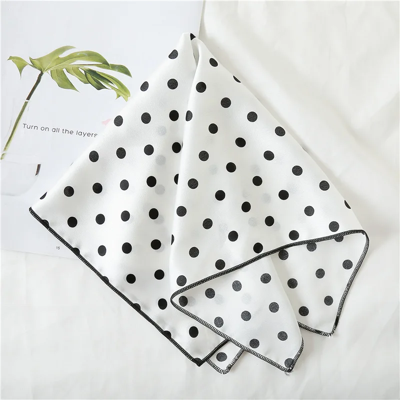 Dot Print Design Luxury Small 50cm Square Women Silk Scarf Handkerchief Hair Band Decorate Scarves Bandana image 4