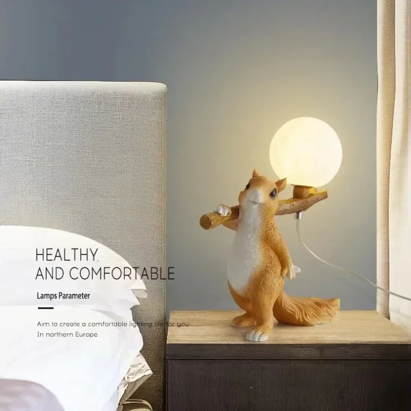 

Modern Minimalist Children's Desk Lamp Cute Little Squirrel Decoration Children's Room Bedside Decoration Night Light