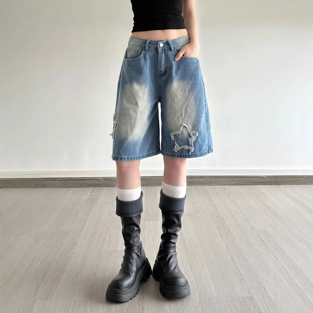 

Джинсы Star Burr Personality Spice Girl, мешковатые джинсы с низкой талией и широкими штанинами