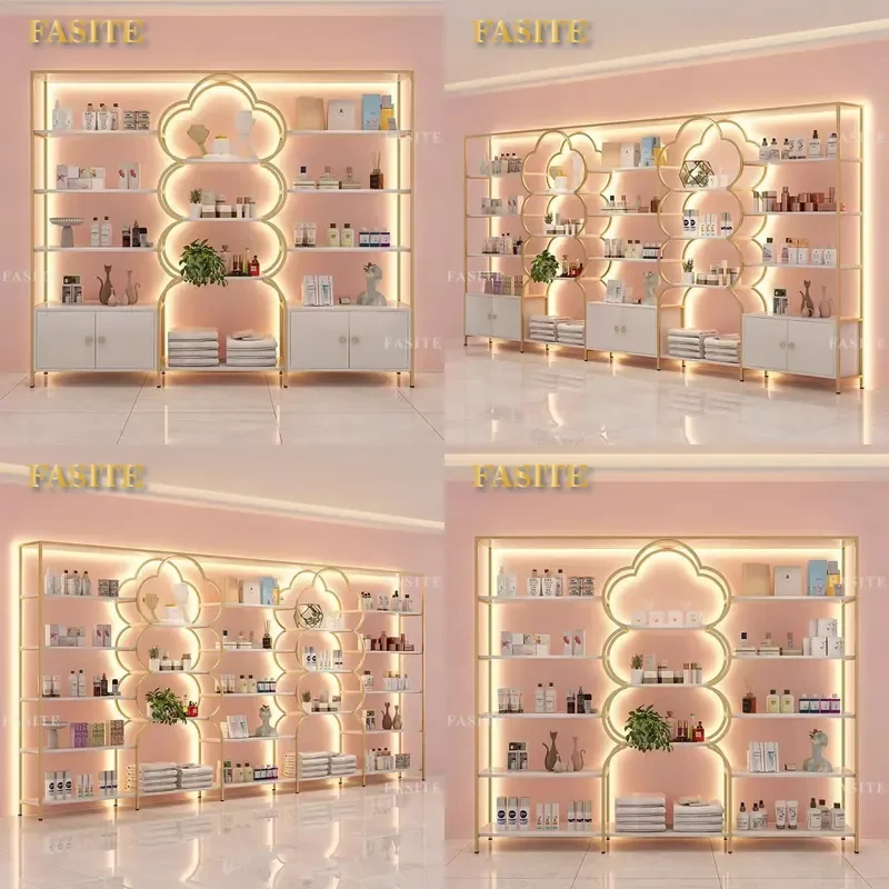 For Beauty Product Display Cabinet Cosmetics Nail Art Hair Rack Skin Care Shelf Gift Storage Organizer Stand