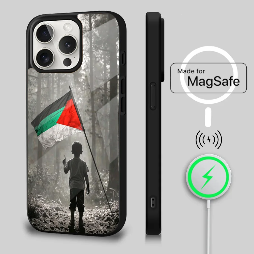 P-Palestine-ES F-Flag Phone Case For iPhone 16 15 14 13 12 11 Plus,Pro,Max Mini Magsafe Magnetic Wireless Charging