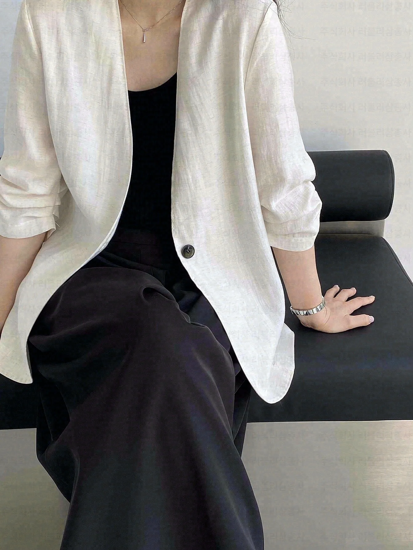 2026 Summer Minimalist Loose Linen Blend Short Sleeve Blazer Jacket Basic Daily Wear Women Short Jacket