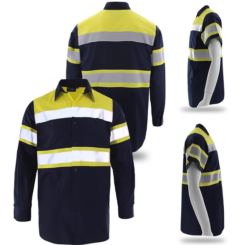 

Строительные рубашки для мужчин, рабочие рубашки с длинными рукавами, спецодежда Hi Vis, рубашка для механика, униформа для мастерской
