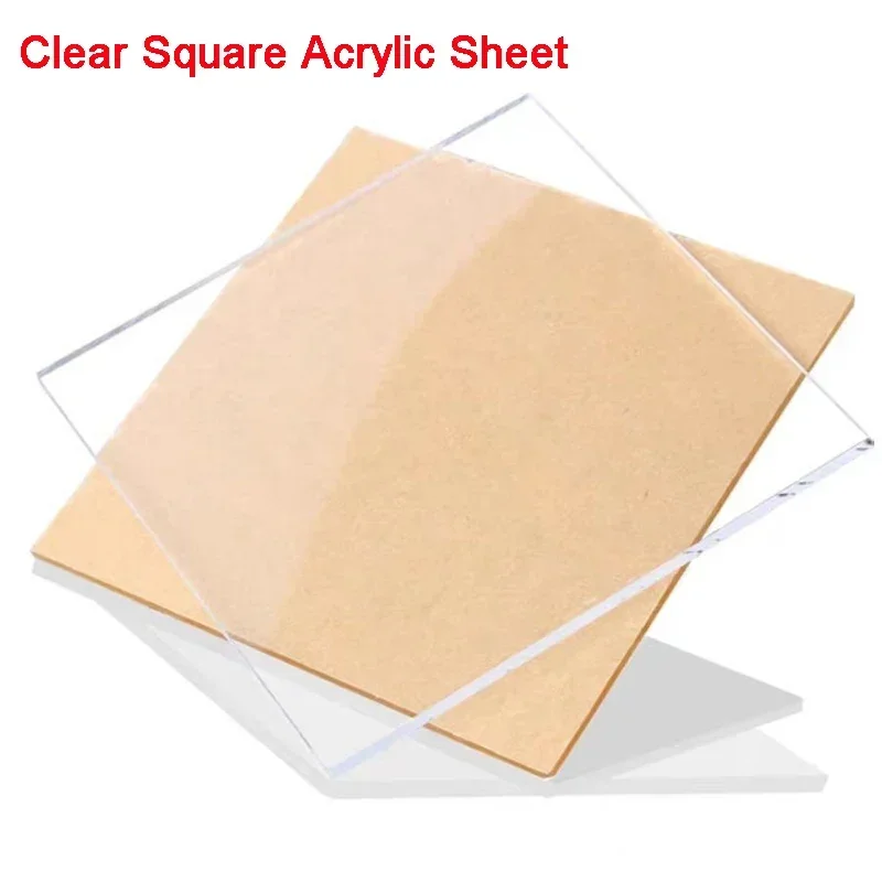 Thick 1/2/3/4/5mm Square Clear Acrylic Sheet Transparent Plexiglass Sheet Plastic Board Processing Custom Handmade DIY Display