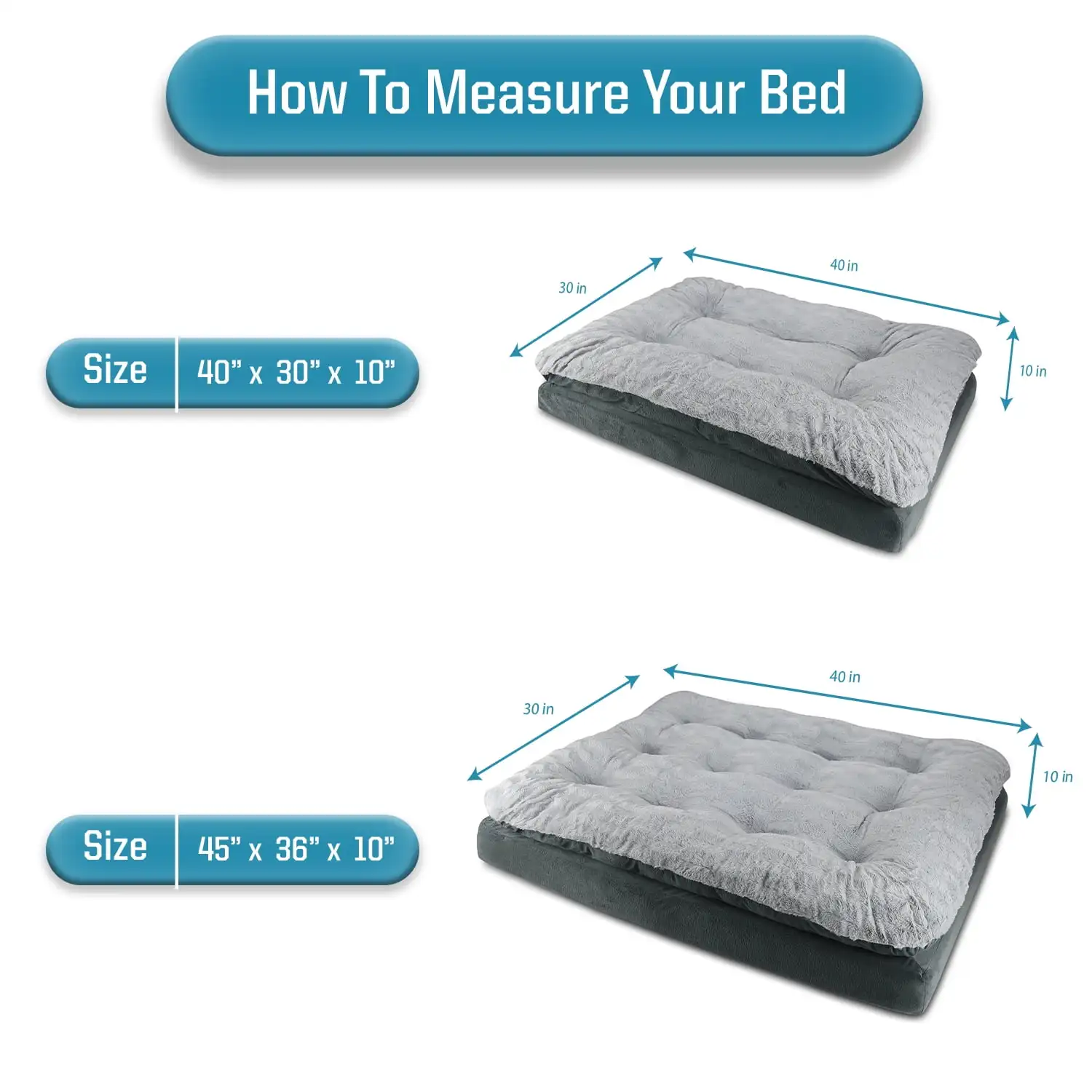 

Arlee Pillow Topper Rectangle Pet Dog Bed - Orthopedic Therapeutic - Large/Extra Large (Choose Your Color)