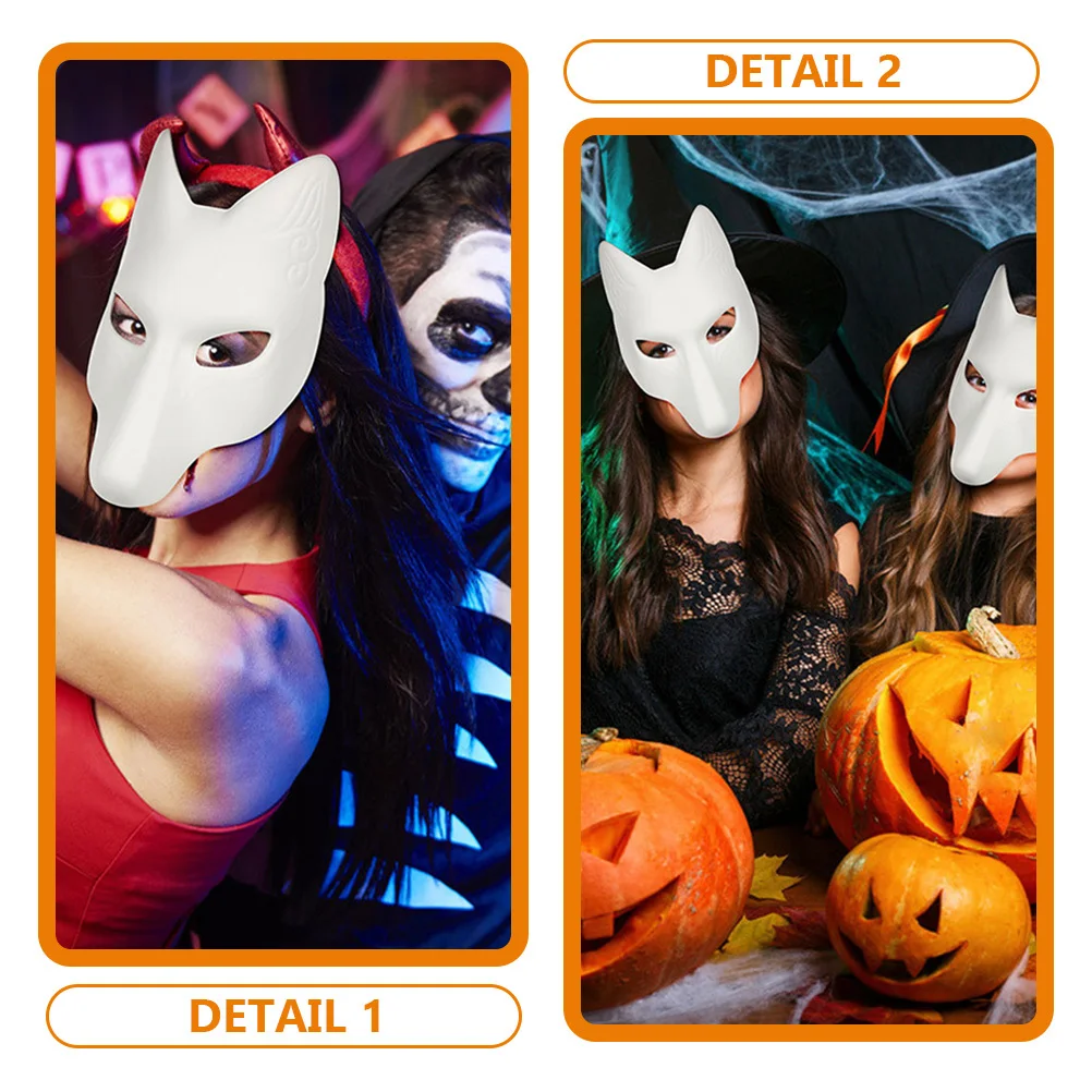 3 قطعة قناع الثعلب قناع تنكر فارغ غير مطلي لتقوم بها بنفسك زي تأثيري حفلة الهالوين حفلة موسيقية ملحق أقنعة تنكرية غير مصبوغة