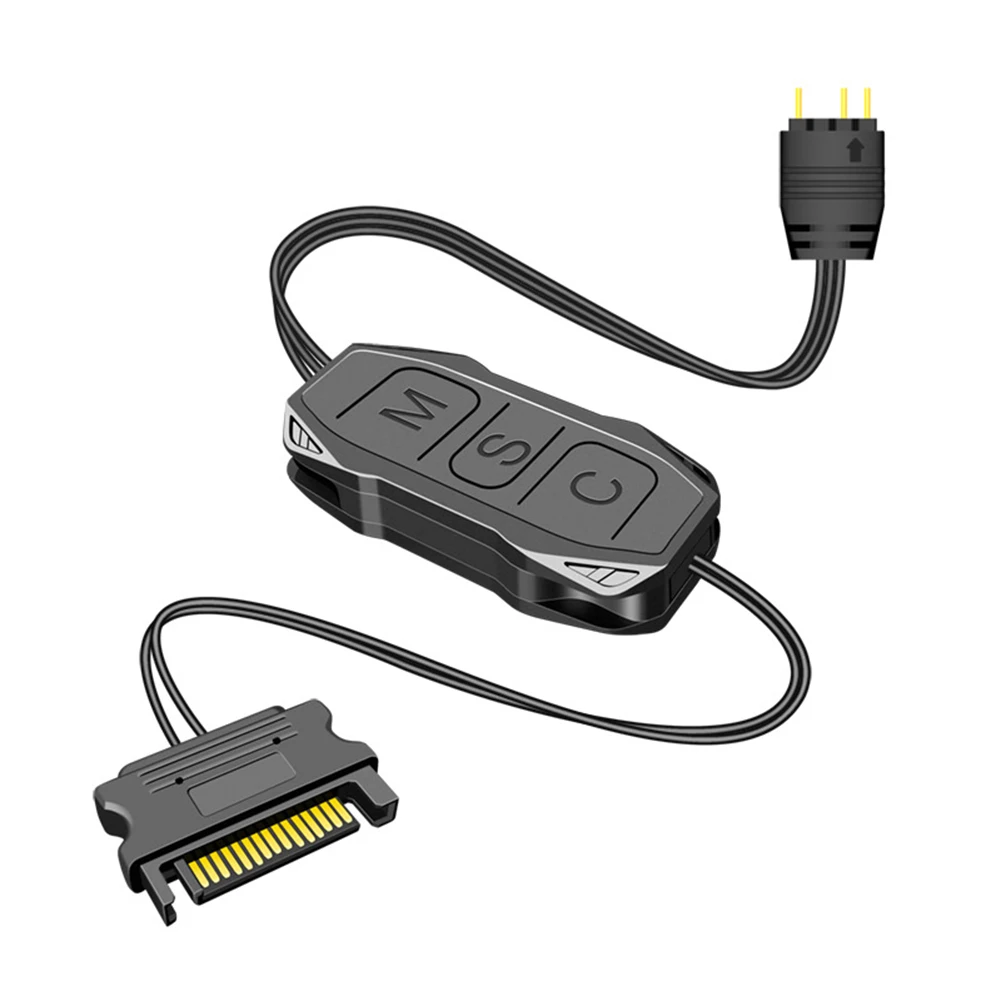 Desktop Computer Control Fan LED Lighting Water Cooler Fan Light Strip 5V 3 Pin to SATA ARGB Mini Controller Cable