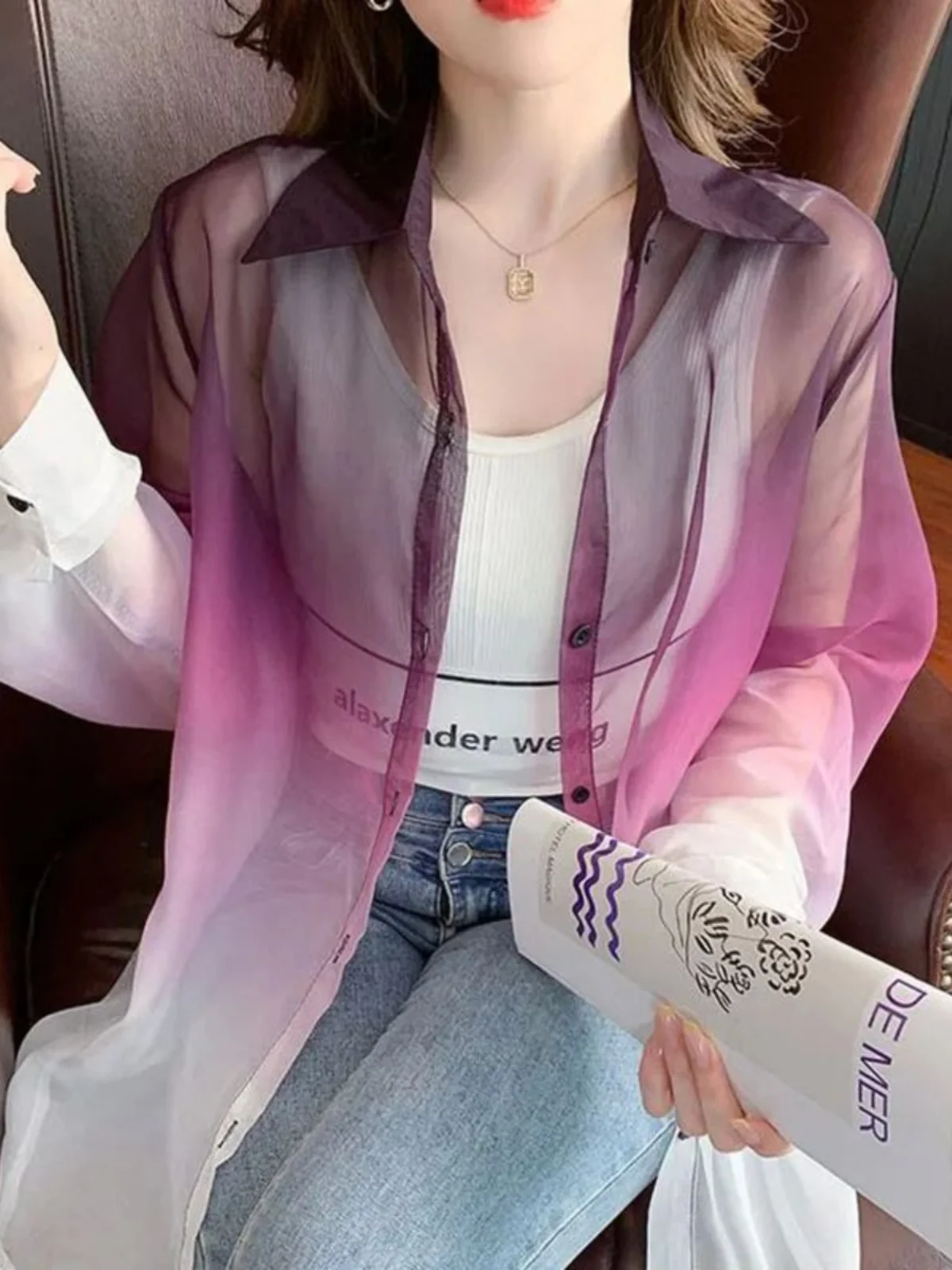 

Свободный женский повседневный длинный све-топ на пуговицах, свободный крой на пуговицах Fem Faion, весенняя коллекция