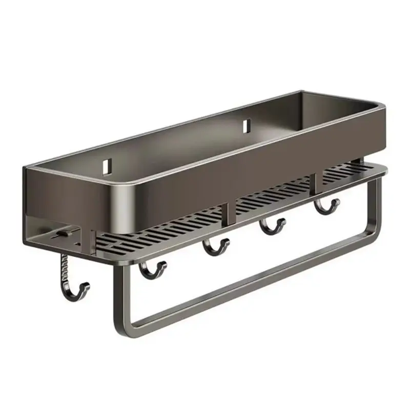 -November Easy To Install Moisture-Proof Bathroom Shelves Rustproof Wear-Resistant Shower Storage Rack With Hook Organizer