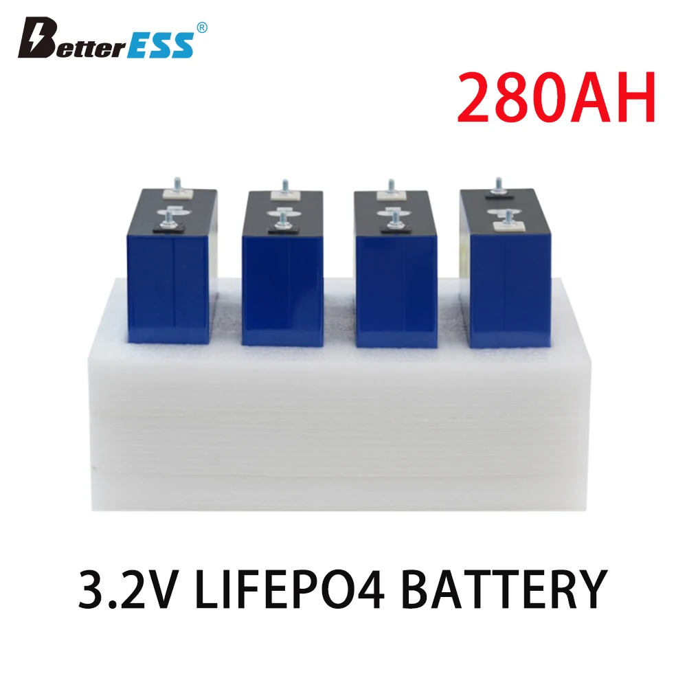 New 280Ah Lifepo4 Rechargable Battery Pack 3.2V Grade A Akku Lithium Iron Phosphate Prismatic Cells for Solar PV EU US TAX FREE