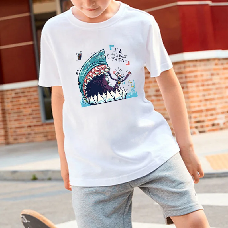 Cartoon Shark Poster Shark Big Mouth DTF Thermo Sticker Decals Heat Transfer Clothes Clothing Crafts Ironing Diy Accessory