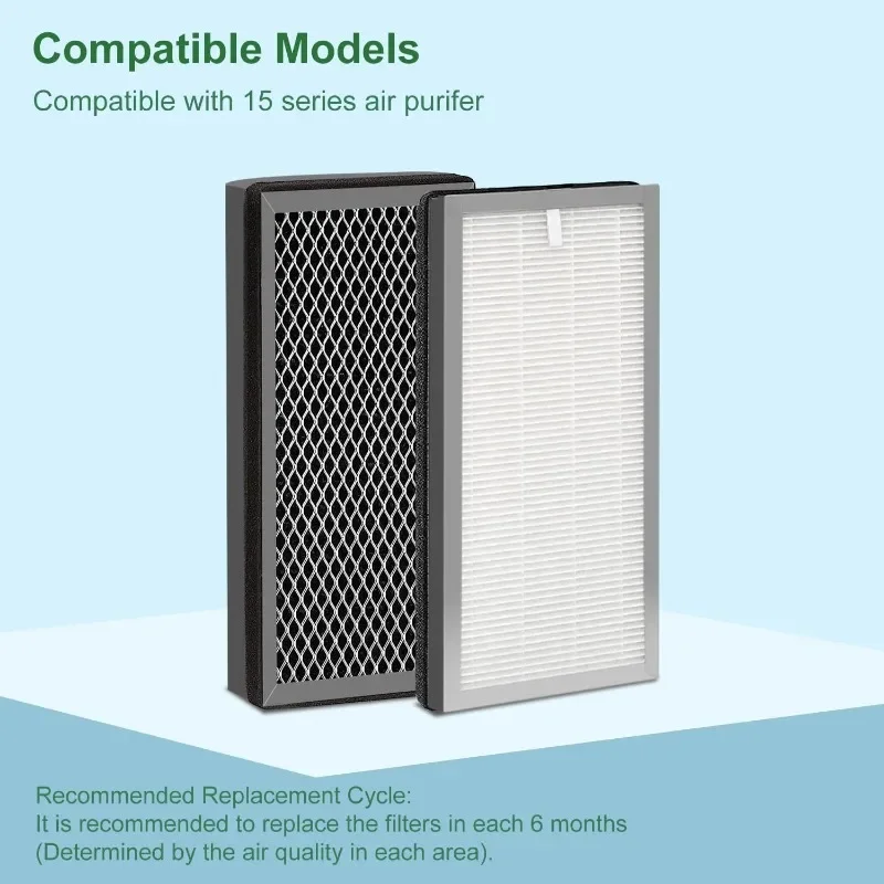 Substituição dos modelos MA Air Puri-Fiber 15, 3 em 1, Contém Carbono Pré e Ativado, 6 Pacotes, 6 Pacotes