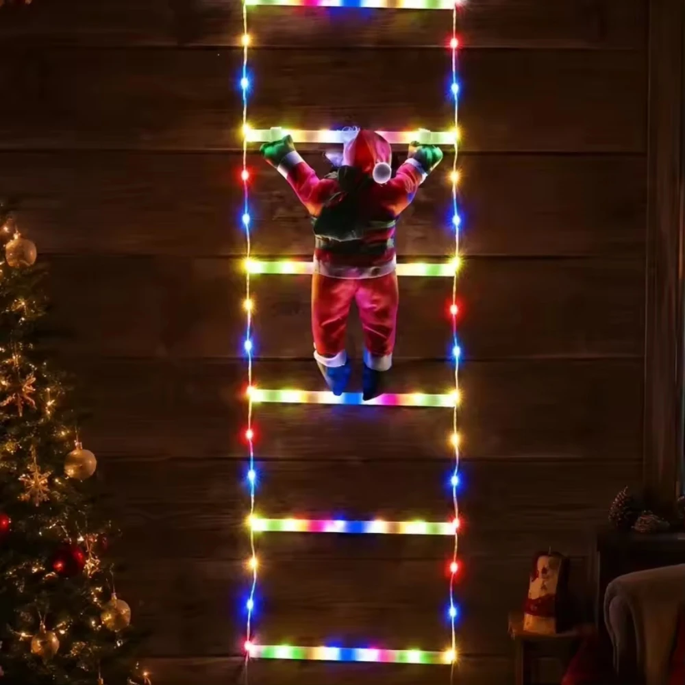 2M/3M USB Santa Claus Climbing Ladder Light,LED Fairy String with Remote Control,Indoor Christmas Party Home Lighting Decoration