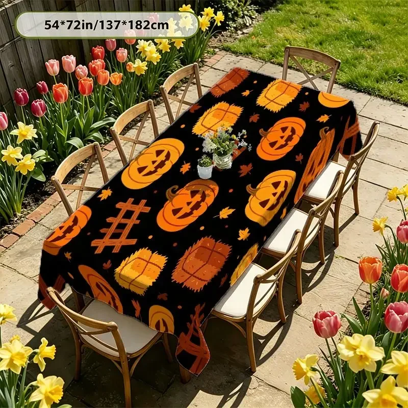 Halloween pumpkin harvest square tablecloth, suitable for decorating during autumn parties.zyc