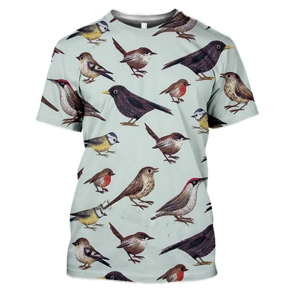 Wide Variety Bird 3d Print Summer Men's Round Neck T-shirt Casual Short Sleeve Oversized Pullover Fashion Tee Tops Men Clothing