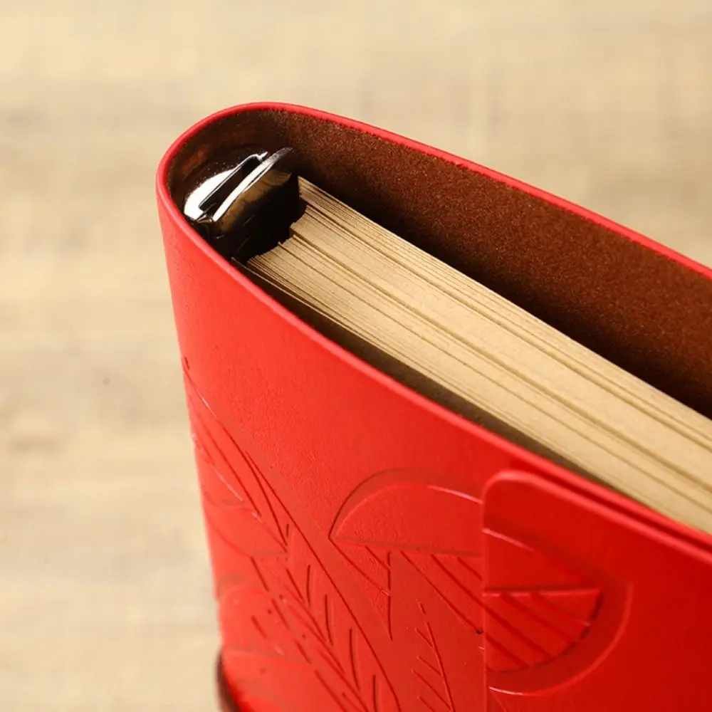 Portable A7 Loose-leaf Notebook PU Leather Leaf Embossed Binder Notebook Straps Design Diary Book Travel