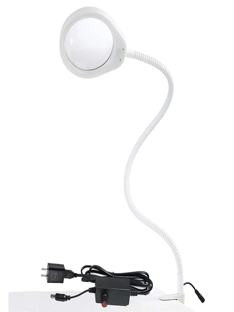 Lampa powiększająca z dużą lupą 3X 5X 8X 10X 10X20X, elastyczny ramiono 80CM, szkło rzeczywiste, lampa biurkowa do salonu kosmetycznego, inspekcji PCB — zdjęcie 2
