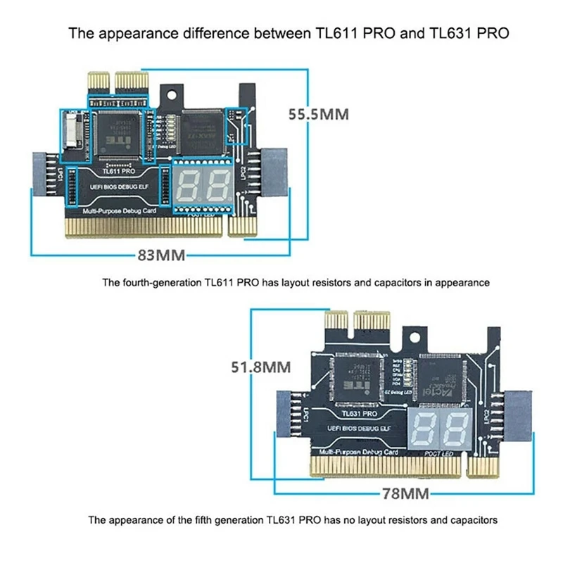 Imagem -04 - Pro Motherboard Diagnostic Analyzer Tester Desktop Multifuncional Laptop Lpc-debug Cartão Postal Pci Pci-e Mini Pci-e Tl631