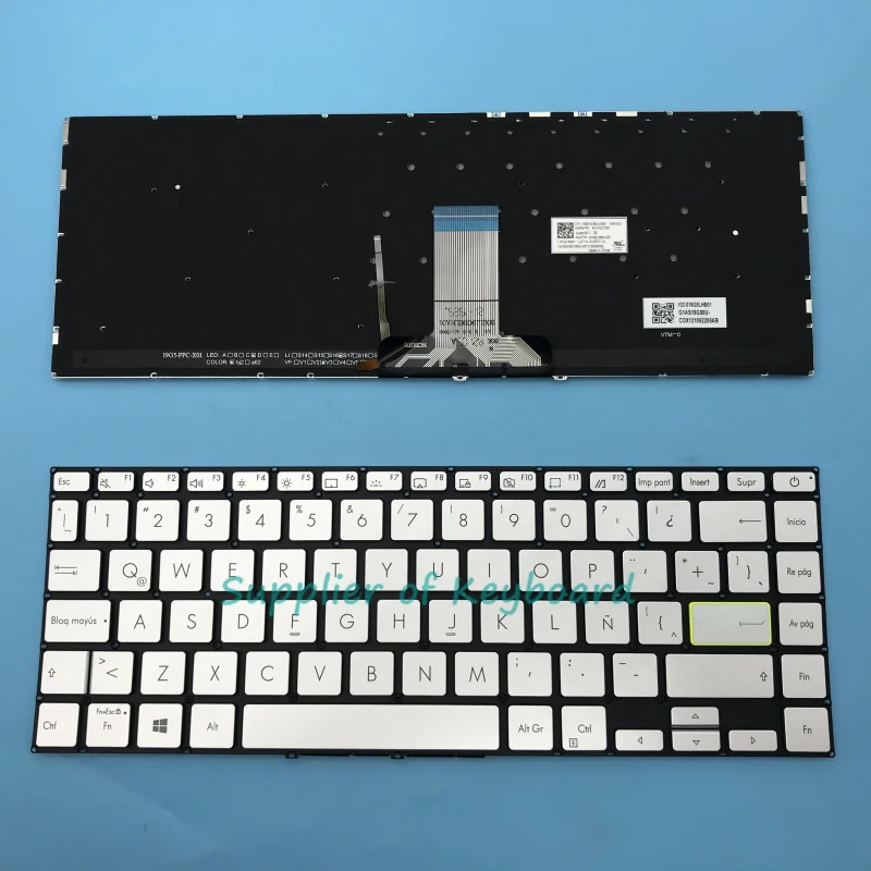 New Latin Spanish/English Keyboard For Asus E410 E410K E410KA E410M E410MA Series Laptop Black/Silver Backlit