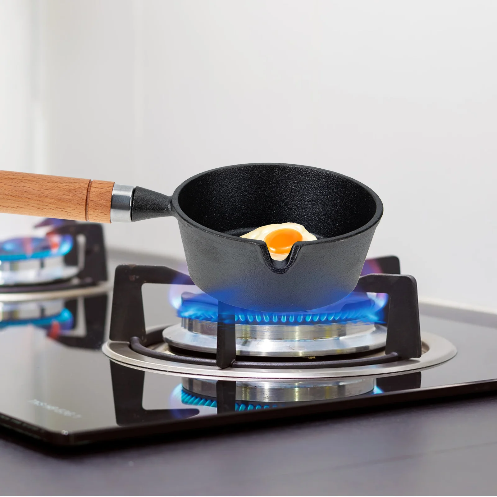 

Mini Cast Iron Skillet Small Frying Pan For Camping Hiking Cooking Multi-Functional Non-Stick Long Handle Oil Heating Cookware