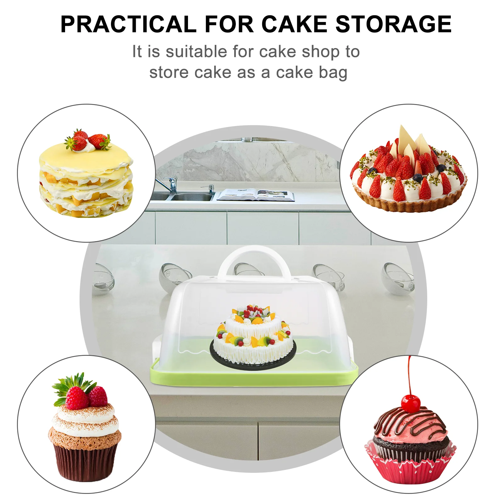 Cake Carrier with Lid and Handle Portable Box Shipping Container Travel Pasties