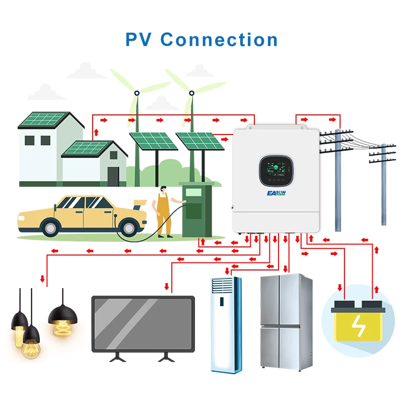 Inverter matahari hibrida Off Grid, tiga fase 5KVA 110V 120V Split tunggal 3 fase 48V 5KW