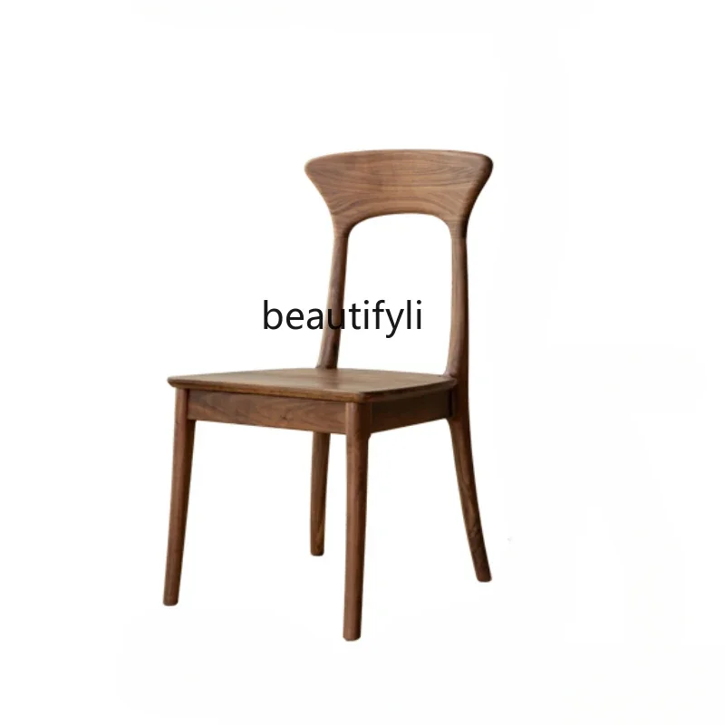 

new North America Black Walnut Wooden Dining Chair Small Apartment Restaurant Home All Solid Wood Nordicss 03