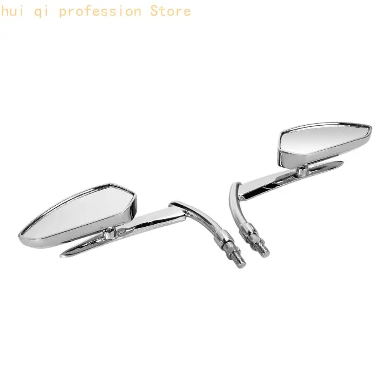 Retro Motorcycle Side Mirror Pair, Aluminum Mirror Set with Threaded Stem Mount for Custom Bike Styling and Road Use H8WE