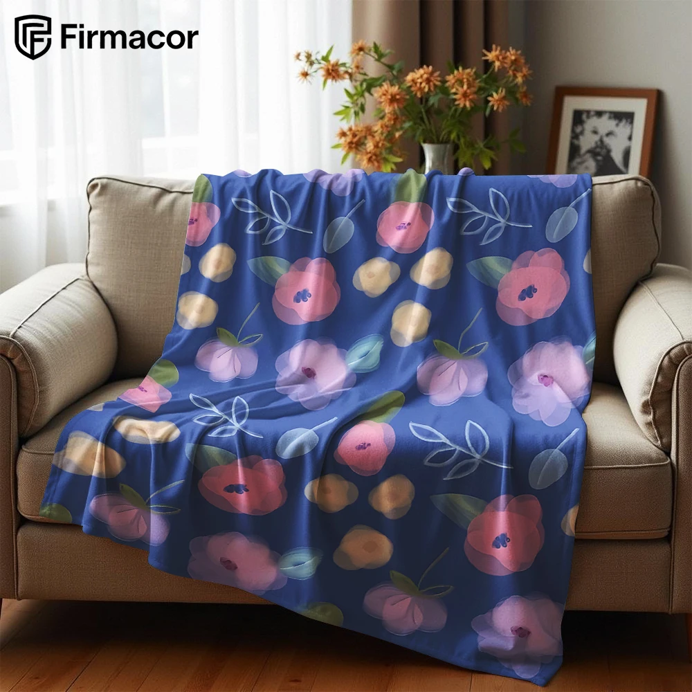 Transparent Pink Floral Anime Cartoon Flannel Blanket Soft Warm Throw for Bedroom Sofa Car Kids Holiday Gift