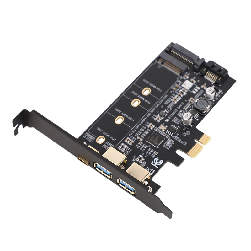 Двойной USB 2280 и Type-C M.2 PCIe адаптер M2 SSD SATA B Ключ к PCI-E контроллеру переходная карта для 2260 2242 2230 NGFF