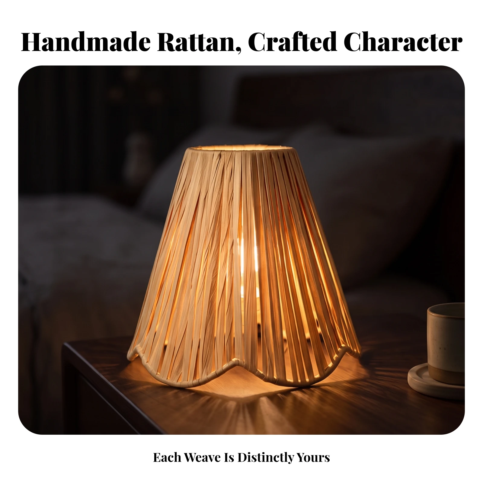 Rattan Lamp Shade Natural Rattan Lampshade Woven Lampshade Long-Lasting Woven Lamp Shade Vintage for Living Room, Bedroom
