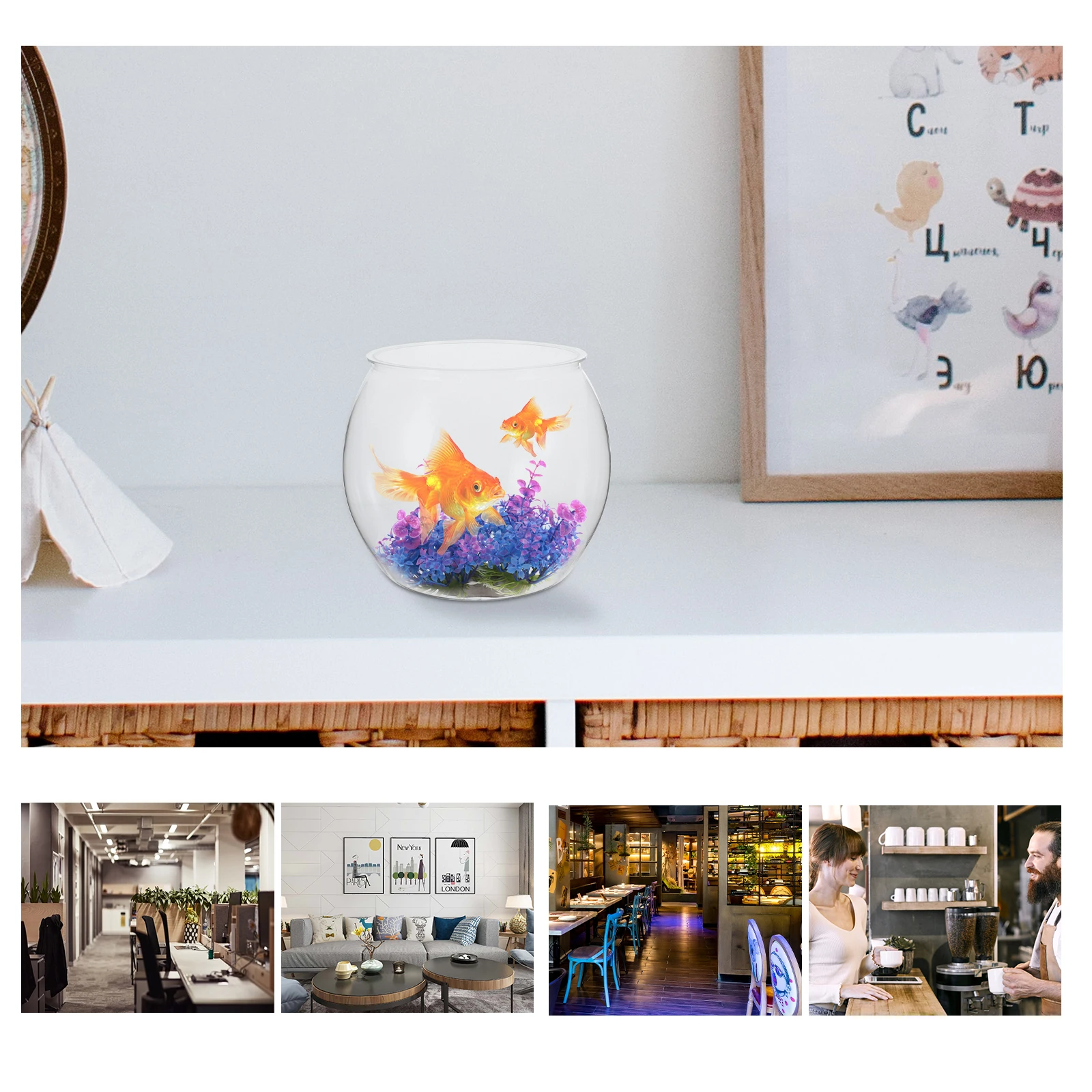 

Transparent Fish Plastic Fish Bowls Desktop Aquarium Plastic Bowl for Goldfish Turtle Living Room Office Decor Globe Bowls