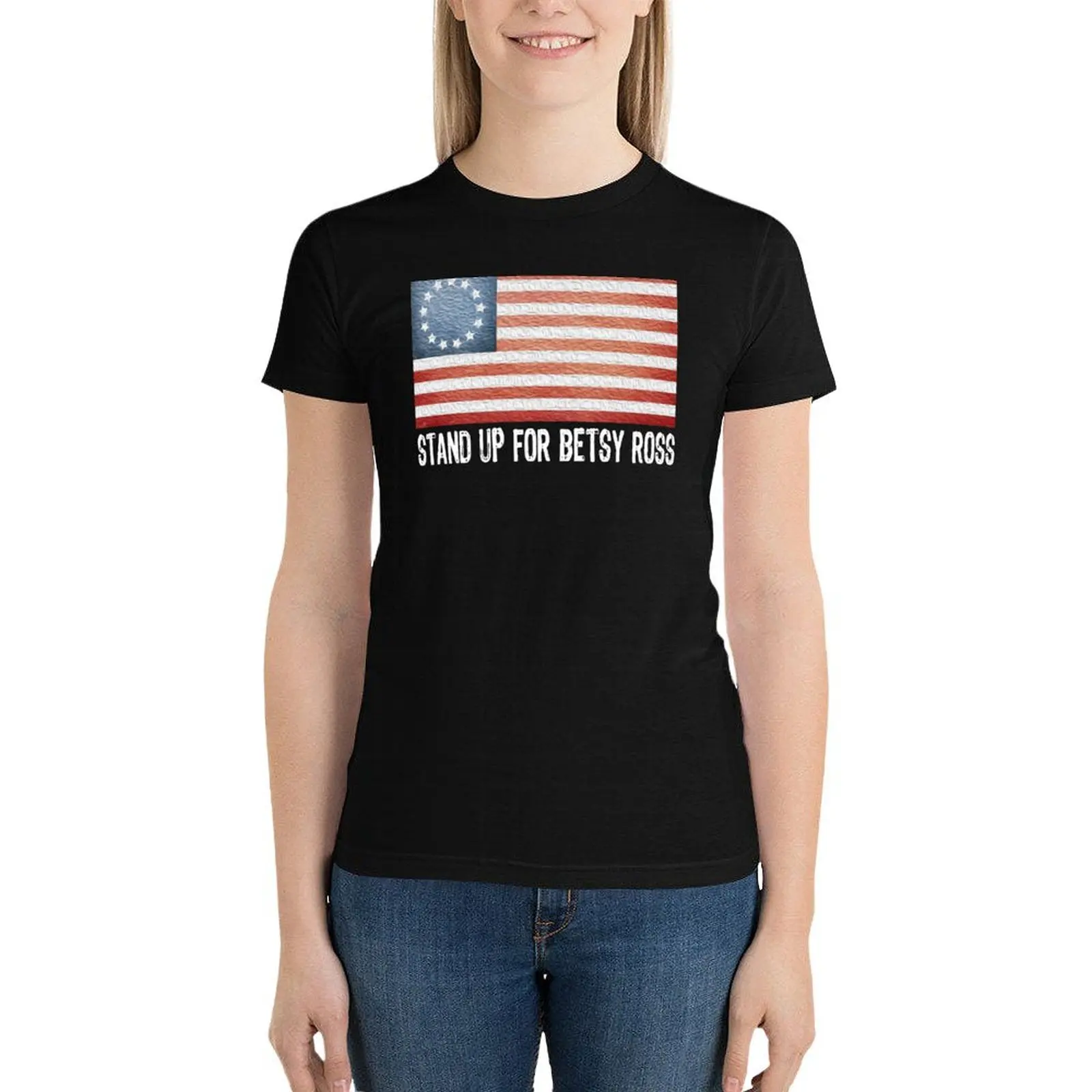 rush betsy ross limbaugh Gift - Stand Up For Betsy Ross T-Shirt summer tops cute clothes western t shirts for Women