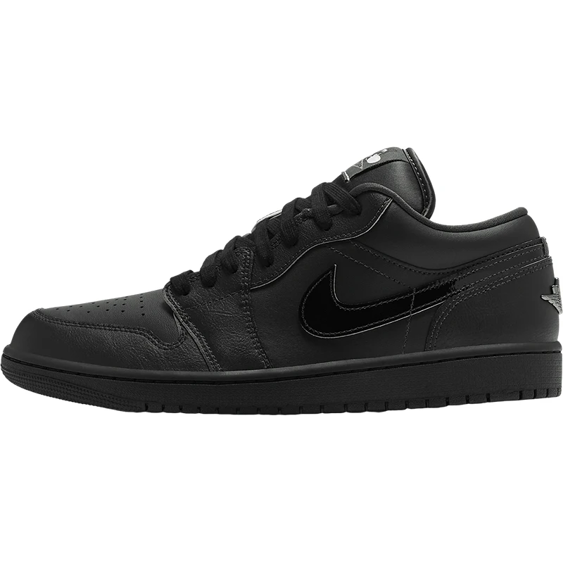 Nike oficial autêntico air jordan 1 baixo se preto vapor verde confortável dedo do pé redondo tênis de basquete masculino preto HM3690-001