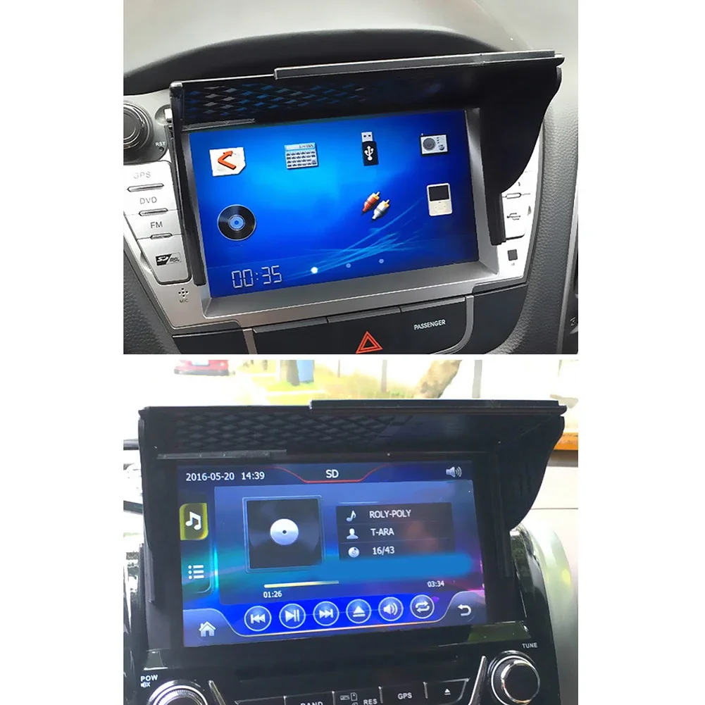 Navigation Lens Cover Anti-Glare Hood Driving Safety Adjustable Design Fits Display Widths Increases Visibility