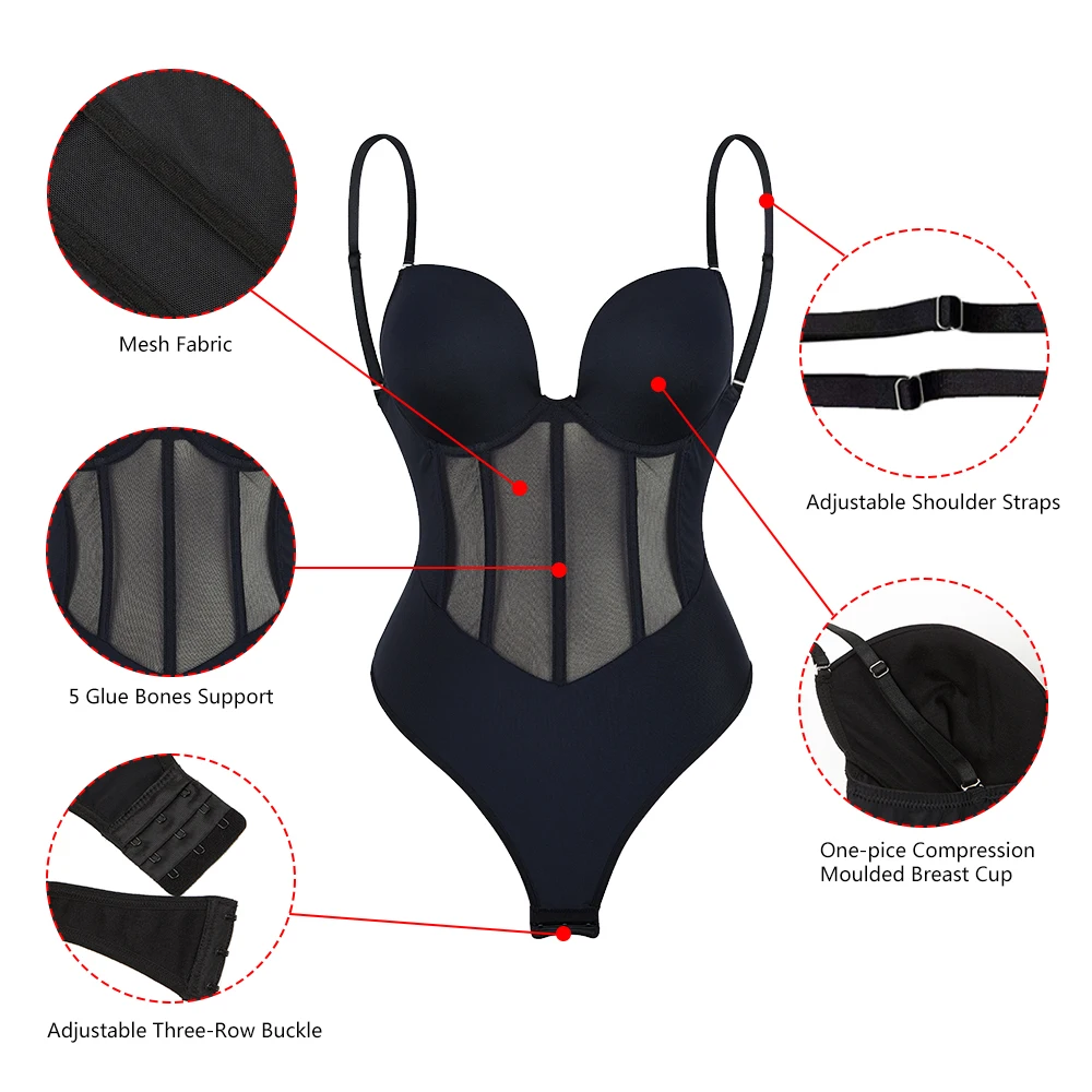 Strap Bodysuit S-XXXL Black Nude 5 Plastic Bones Seamless Waist Trainer Corset Women Body Shapewear