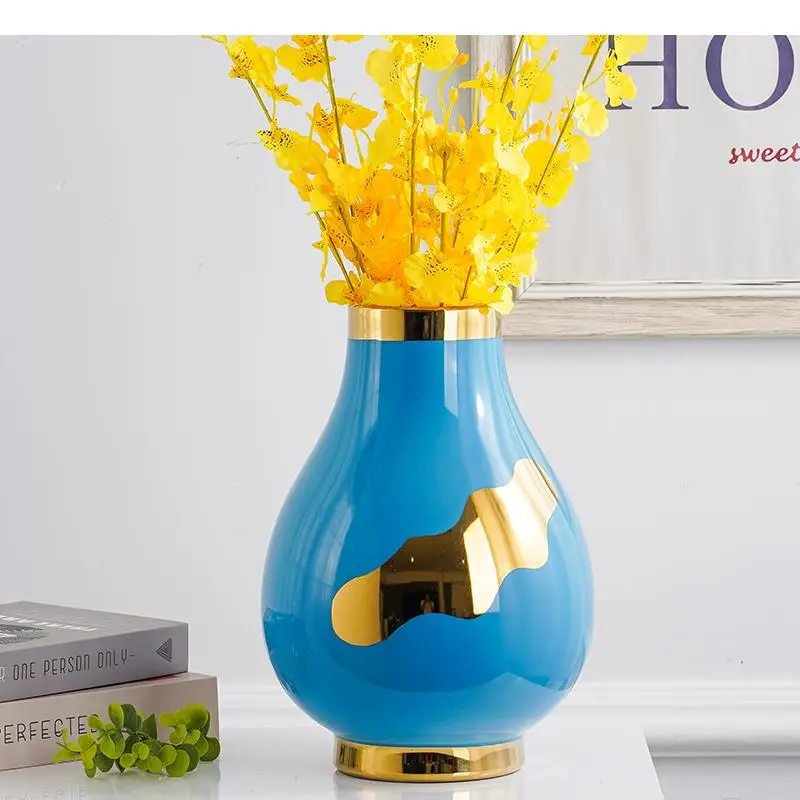 Modern Desktop Ceramic Vase Two-piece Suit Outline In Gold Hydroponic Ornaments Living Room Flower Arrangement Container