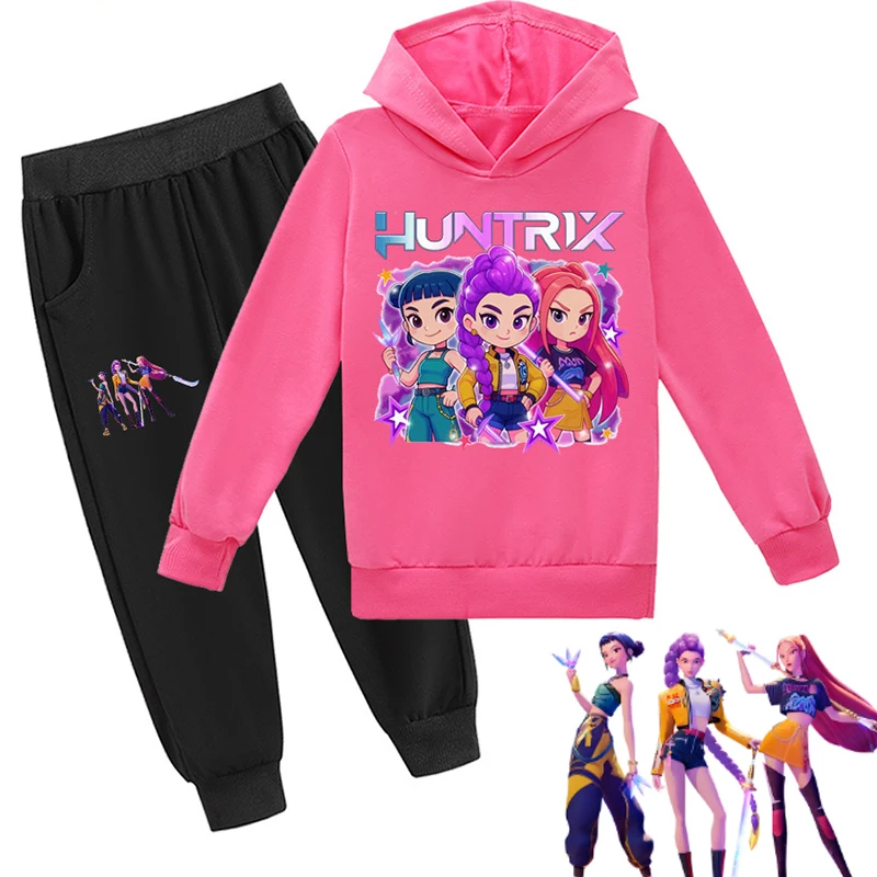 

Детский комплект с капюшоном и штанами из фильма K-Pop «Охотники на демонов» для мальчиков и девочек, спортивная одежда с длинными рукавами, школьная одежда на Хэллоуин Mira Rumi Zoey