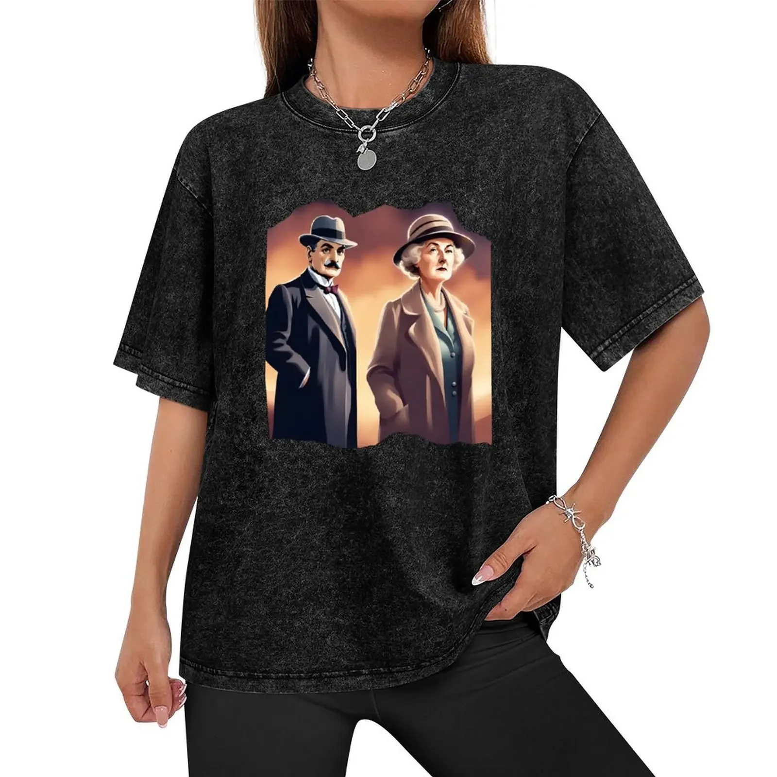 Poirot Miss Marple together Agatha Christie T-Shirt basketball graphic tees aesthetic clothes vintage anime shirt mens fashion