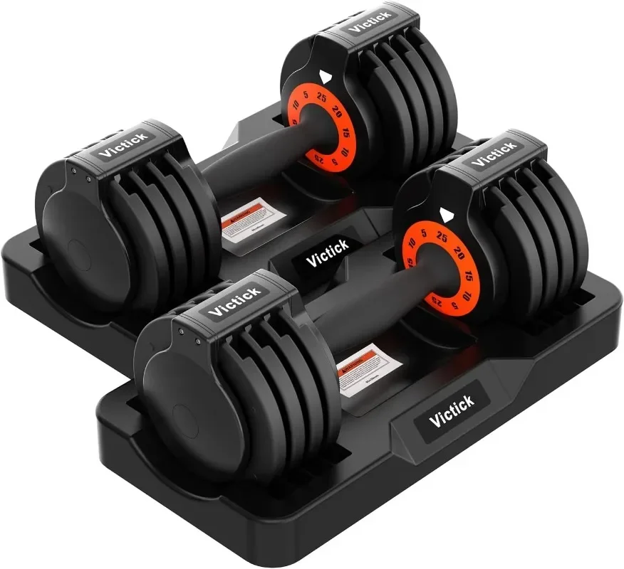 25/55lb Pair Adjustable Dumbbells Set Dumbbells with Anti-Slip Metal Handle for Exercise & Fitness Fast Adjust Weight