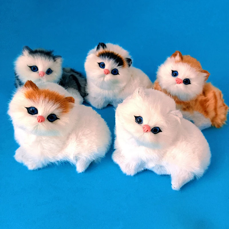 Cute Simulation Cat Plush Toys Soft Stuffed Kitten Model Fake Cat Realist Animals for Kids Girls Birthday Valentine's Day Gift